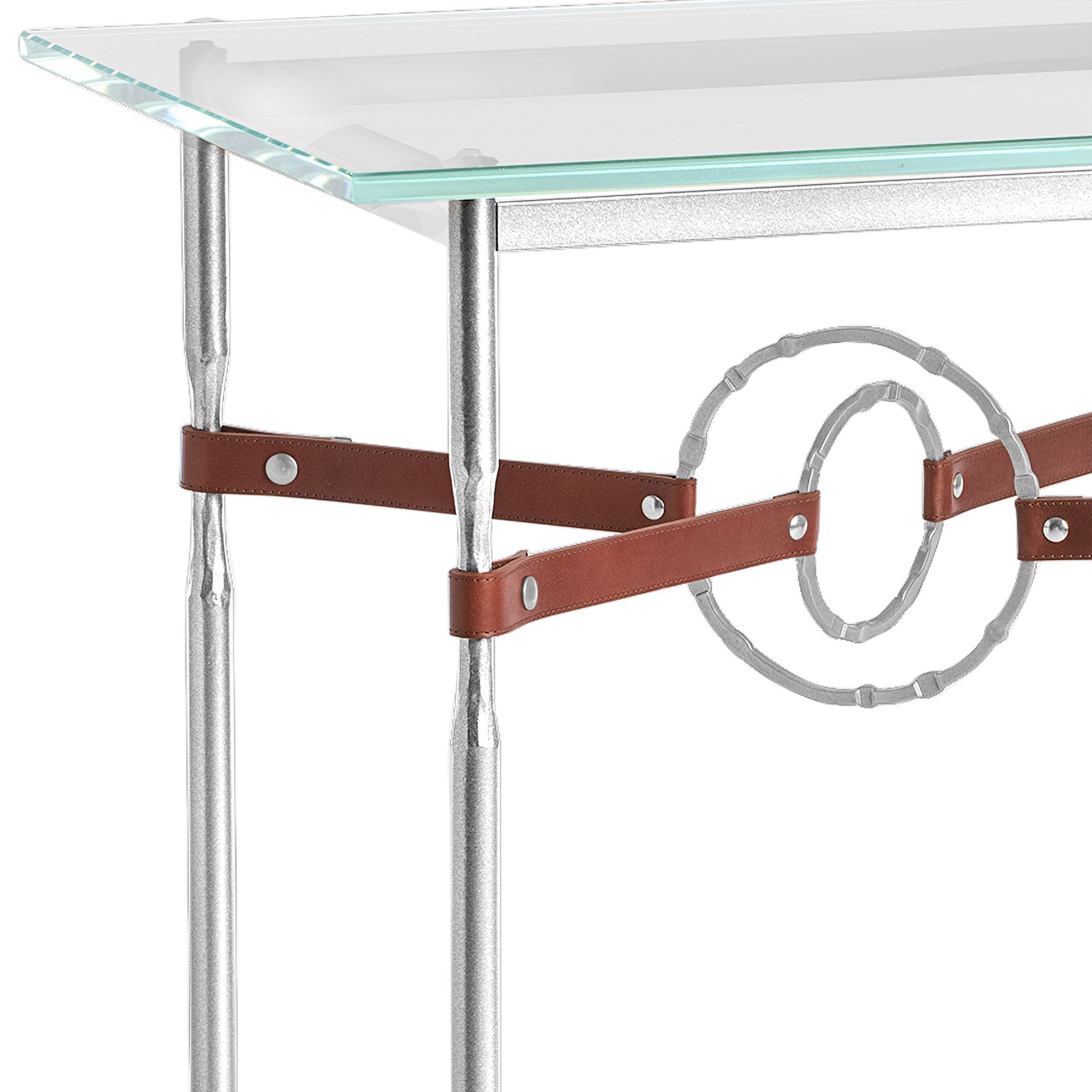 Image 2 Equus 22"W Sterling Brown Straps Platinum Rings Side Table more views