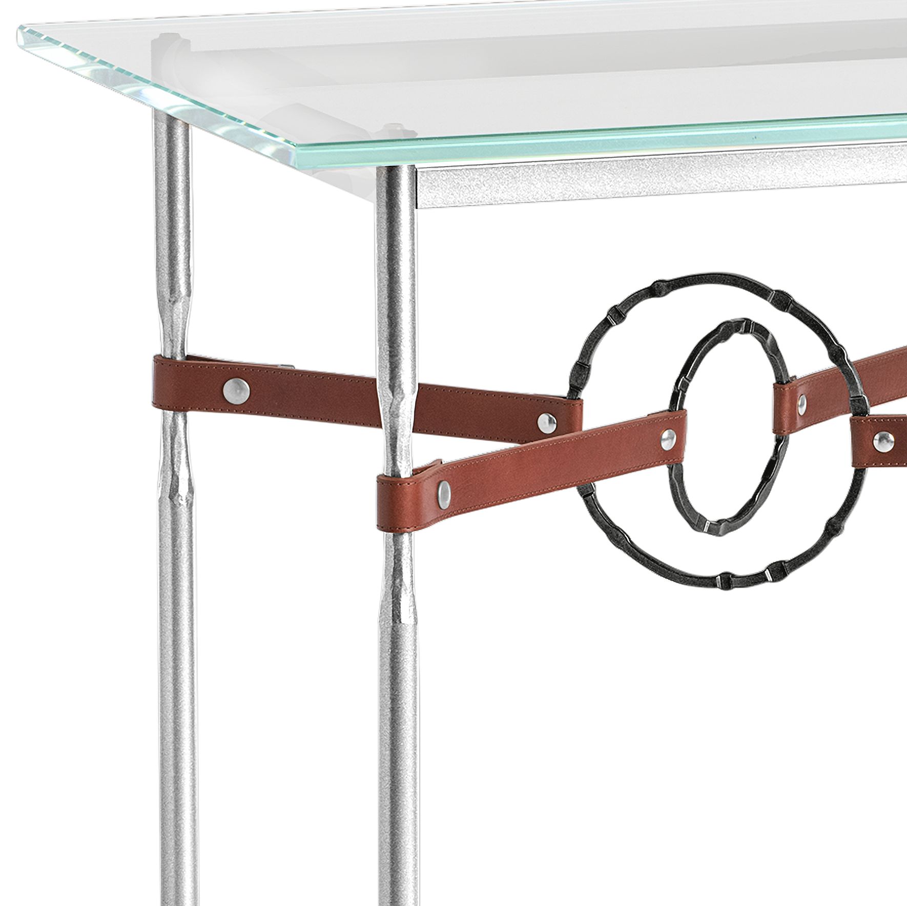 Image 2 Equus 22"W Sterling Brown Straps with Black Rings Side Table more views