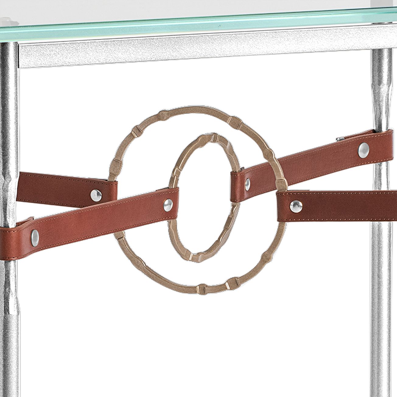 Image 3 Equus 22"W Sterling Brown Straps with Gold Rings Side Table more views