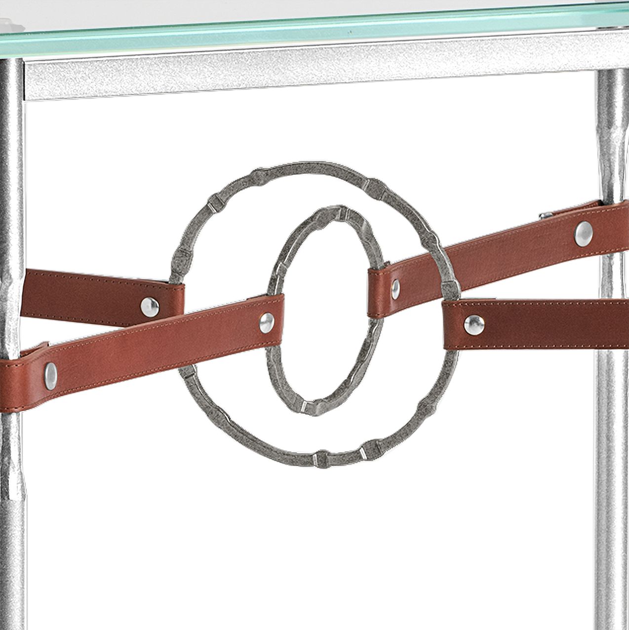 Image 3 Equus 22"W Sterling Brown Straps with Iron Rings Side Table more views