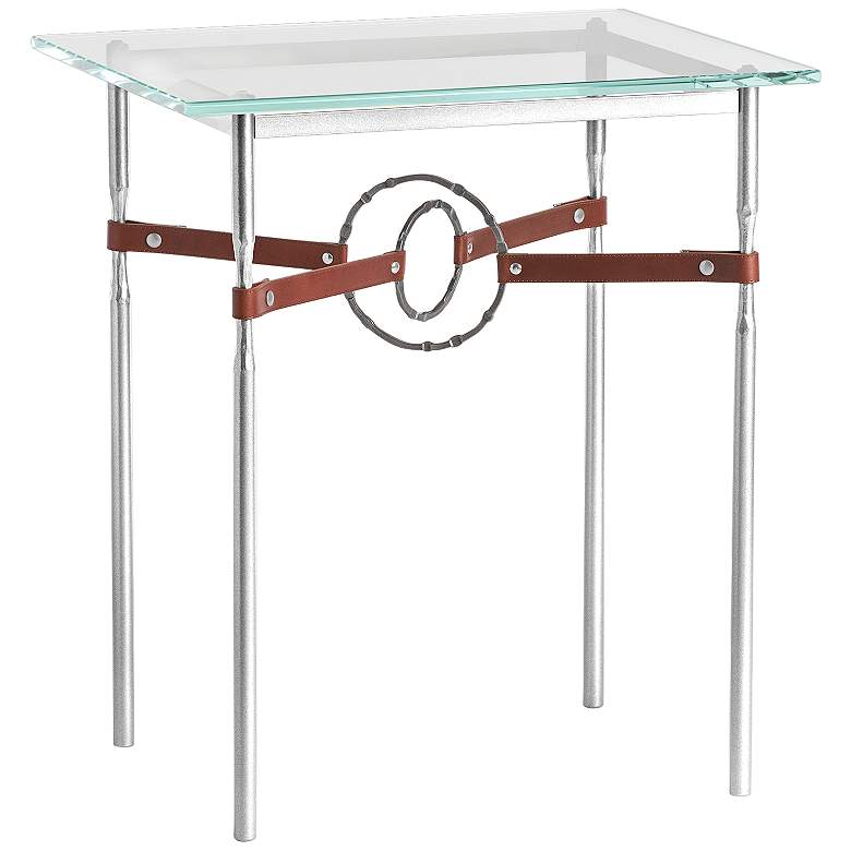 Image 1 Equus 22"W Sterling Brown Straps with Smoke Rings Side Table