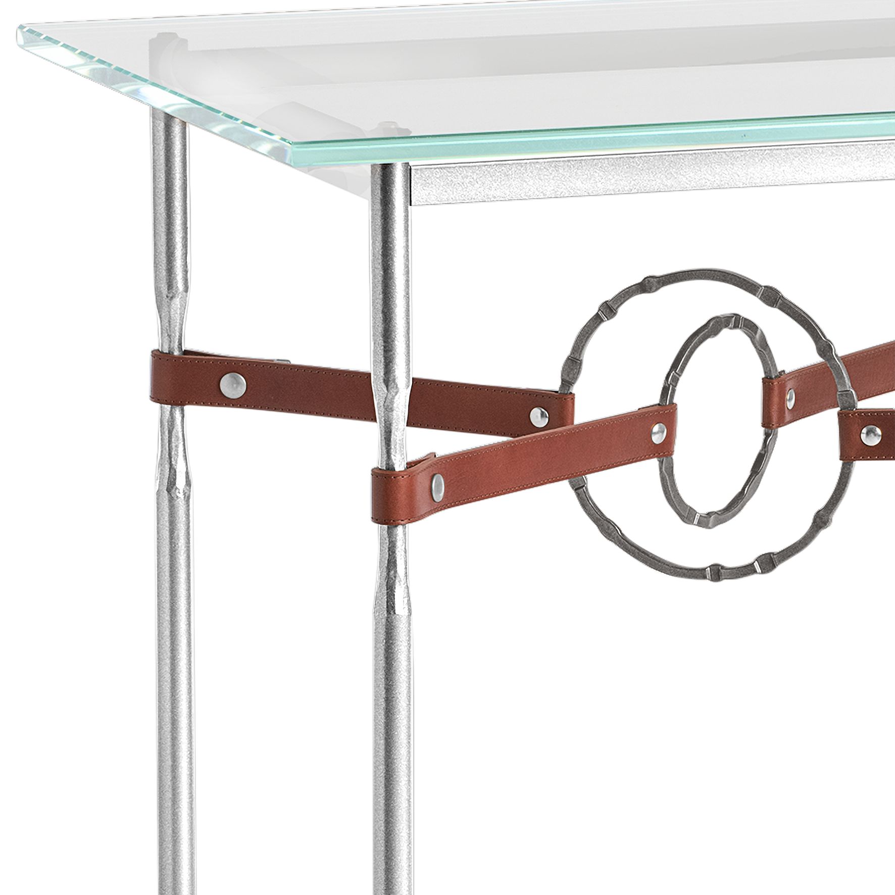 Image 2 Equus 22"W Sterling Brown Straps with Smoke Rings Side Table more views