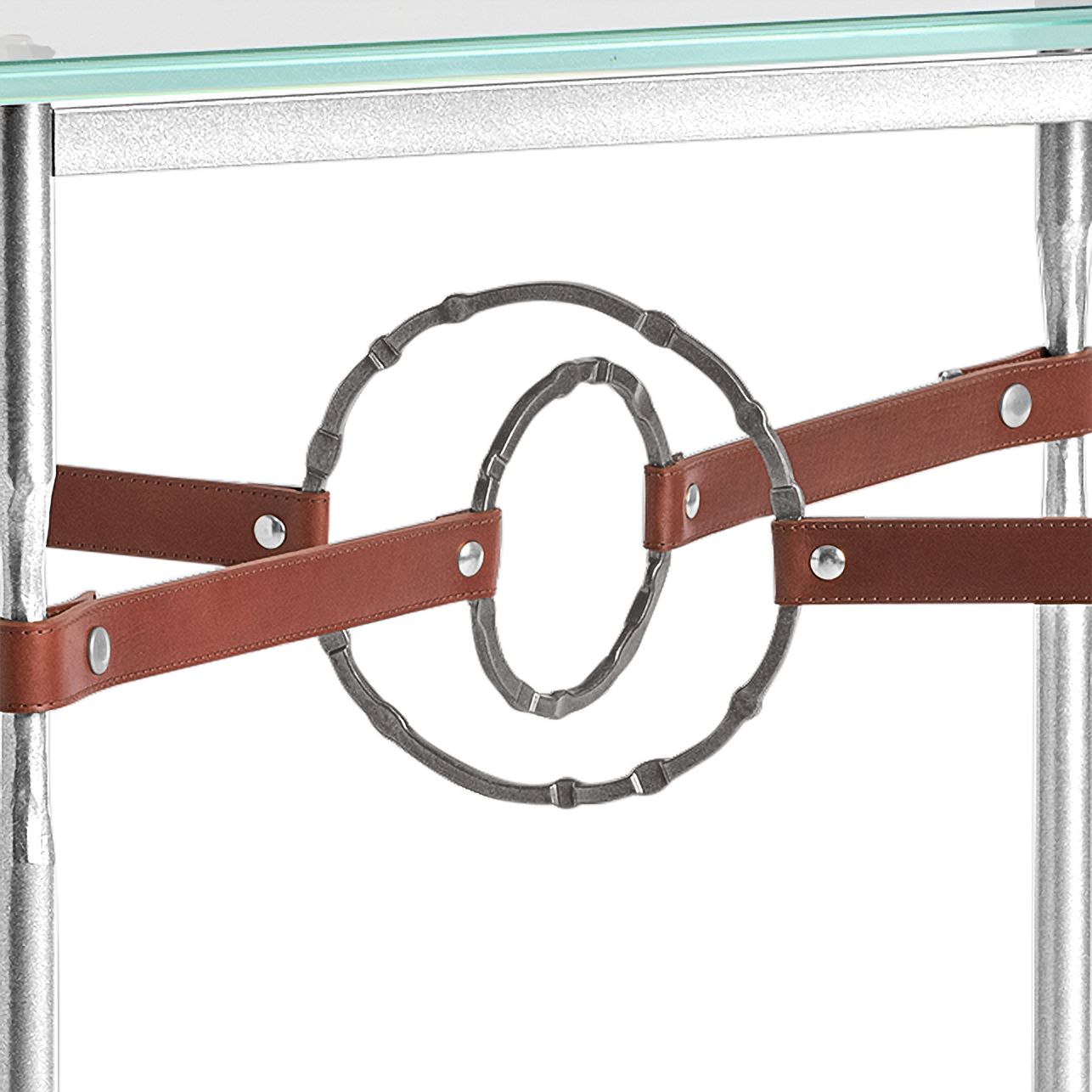 Image 3 Equus 22"W Sterling Brown Straps with Smoke Rings Side Table more views
