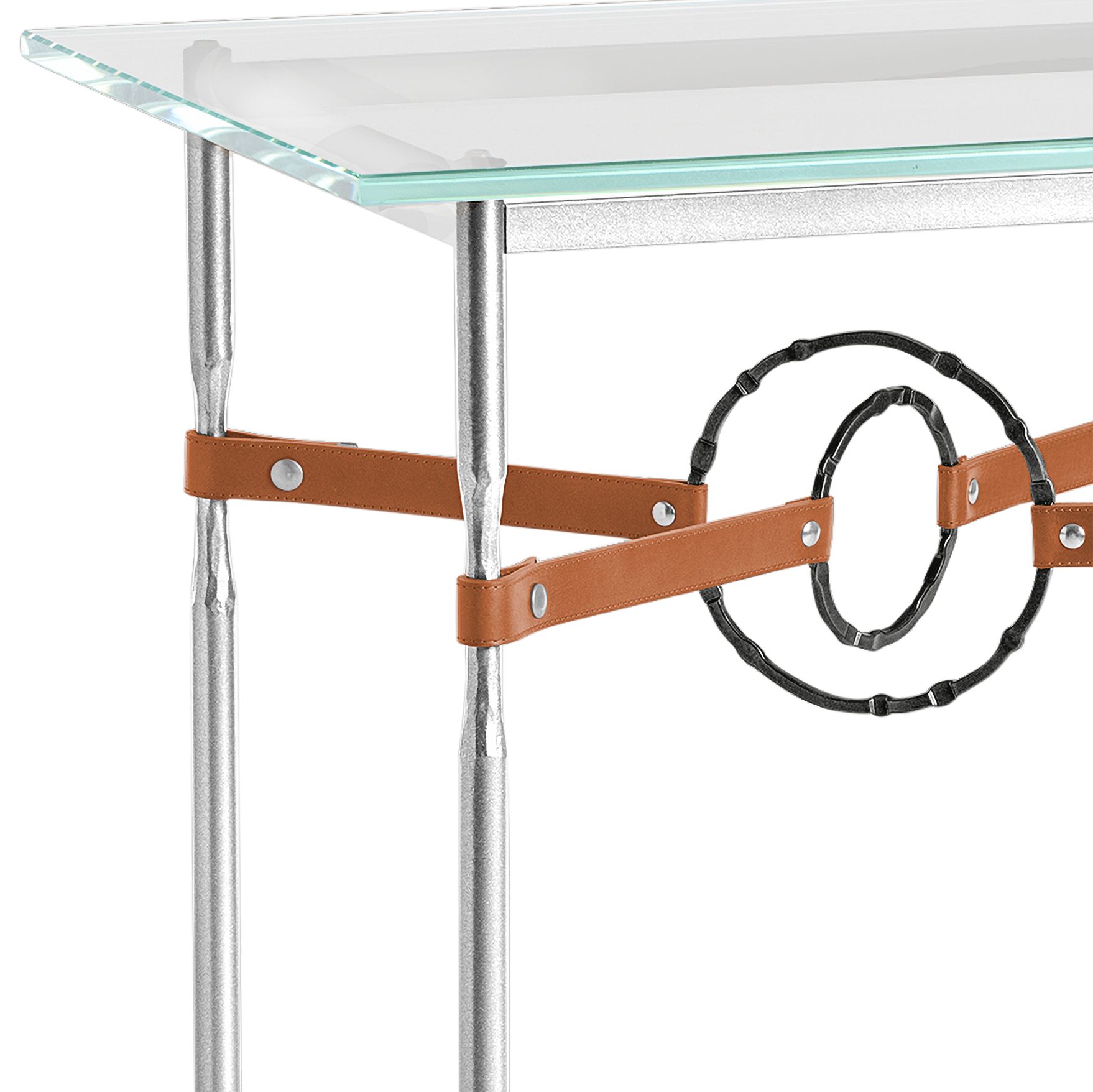 Image 2 Equus 22"W Sterling Chestnut Straps Black Rings Side Table more views