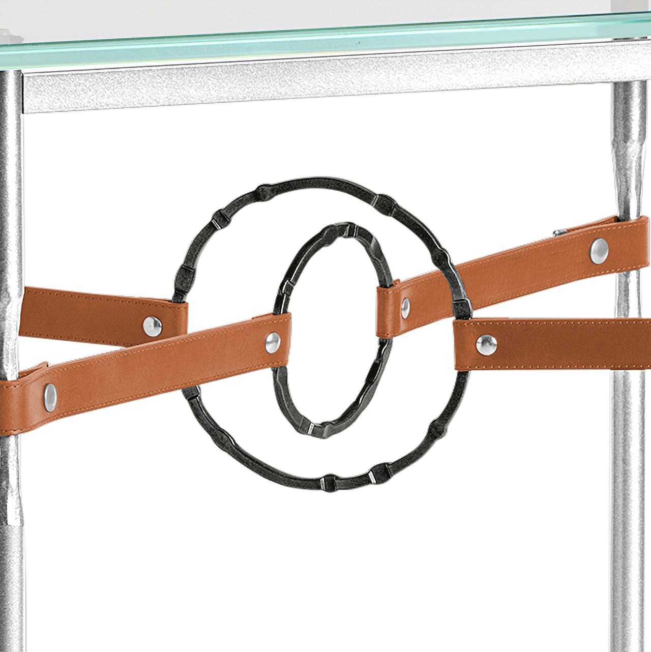 Image 3 Equus 22"W Sterling Chestnut Straps Black Rings Side Table more views