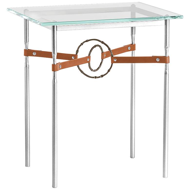 Equus 22&quot;W Sterling Chestnut Straps Bronze Rings Side Table