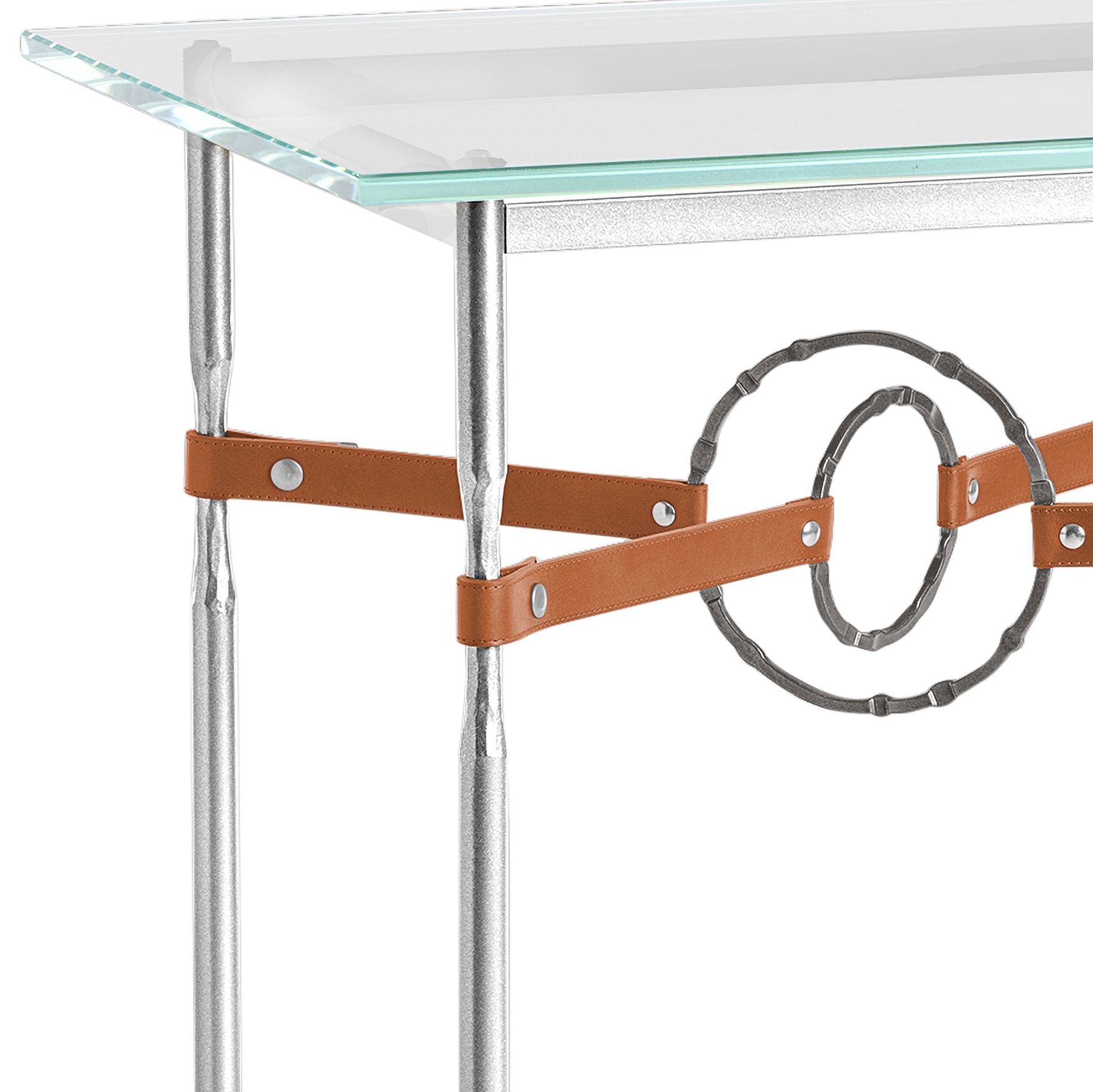 Image 2 Equus 22"W Sterling Chestnut Straps Smoke Rings Side Table more views