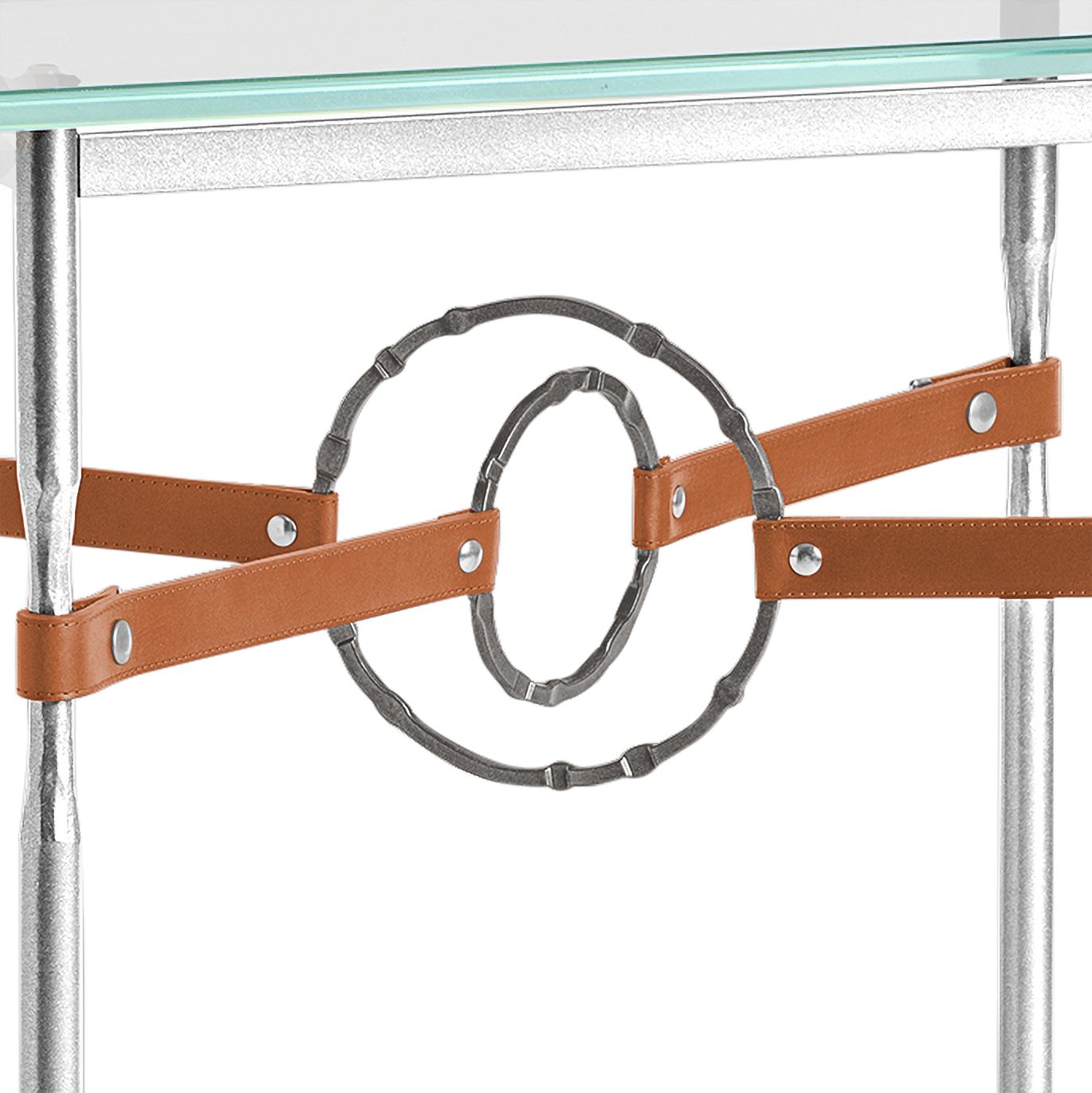 Image 3 Equus 22"W Sterling Chestnut Straps Smoke Rings Side Table more views