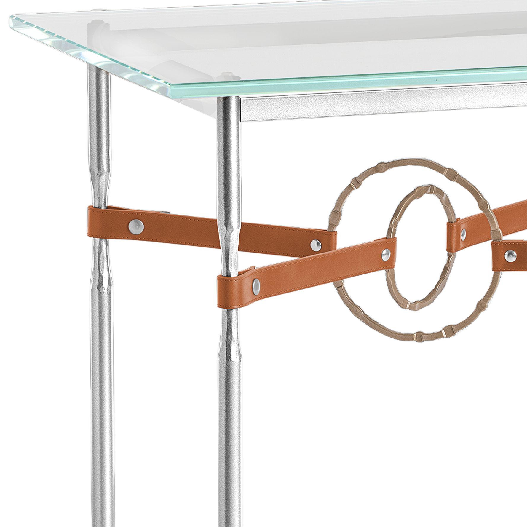 Image 2 Equus 22"W Sterling Chestnut Straps w/ Gold Rings Side Table more views