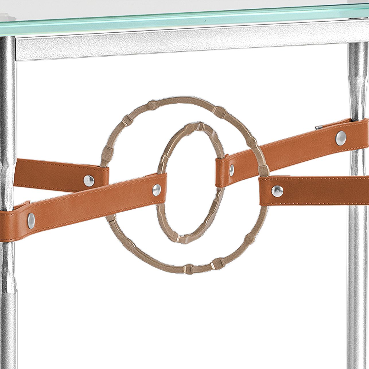 Image 3 Equus 22"W Sterling Chestnut Straps w/ Gold Rings Side Table more views