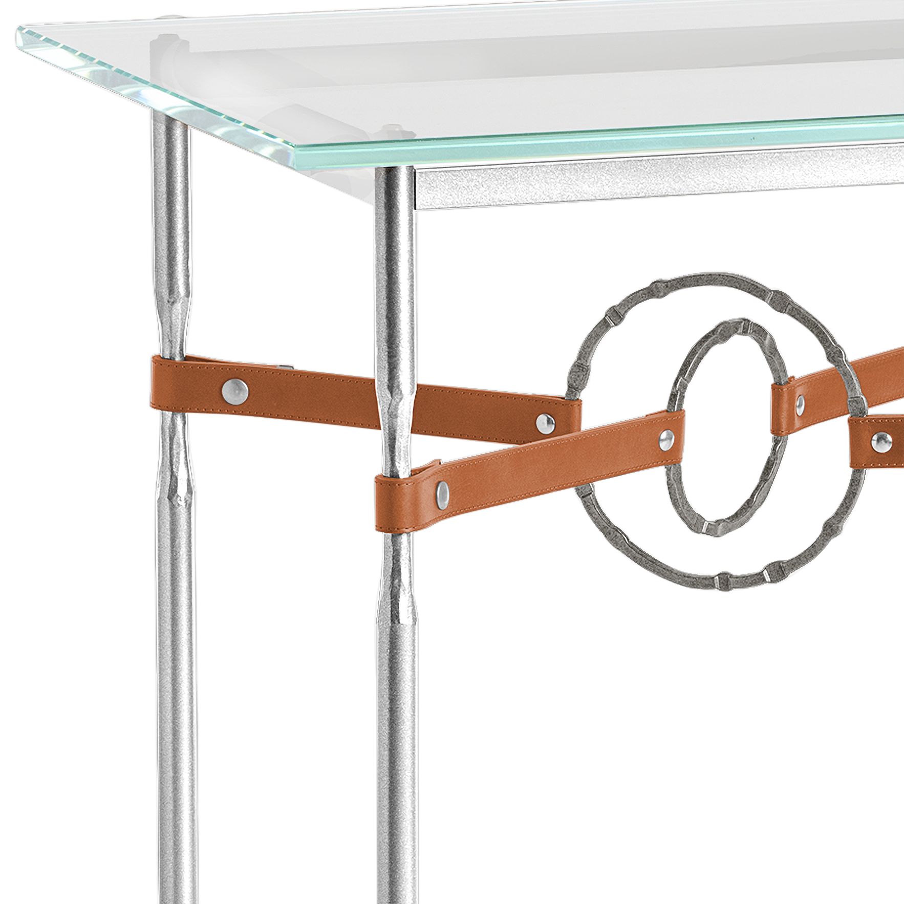 Image 2 Equus 22"W Sterling Chestnut Straps w/ Iron Rings Side Table more views