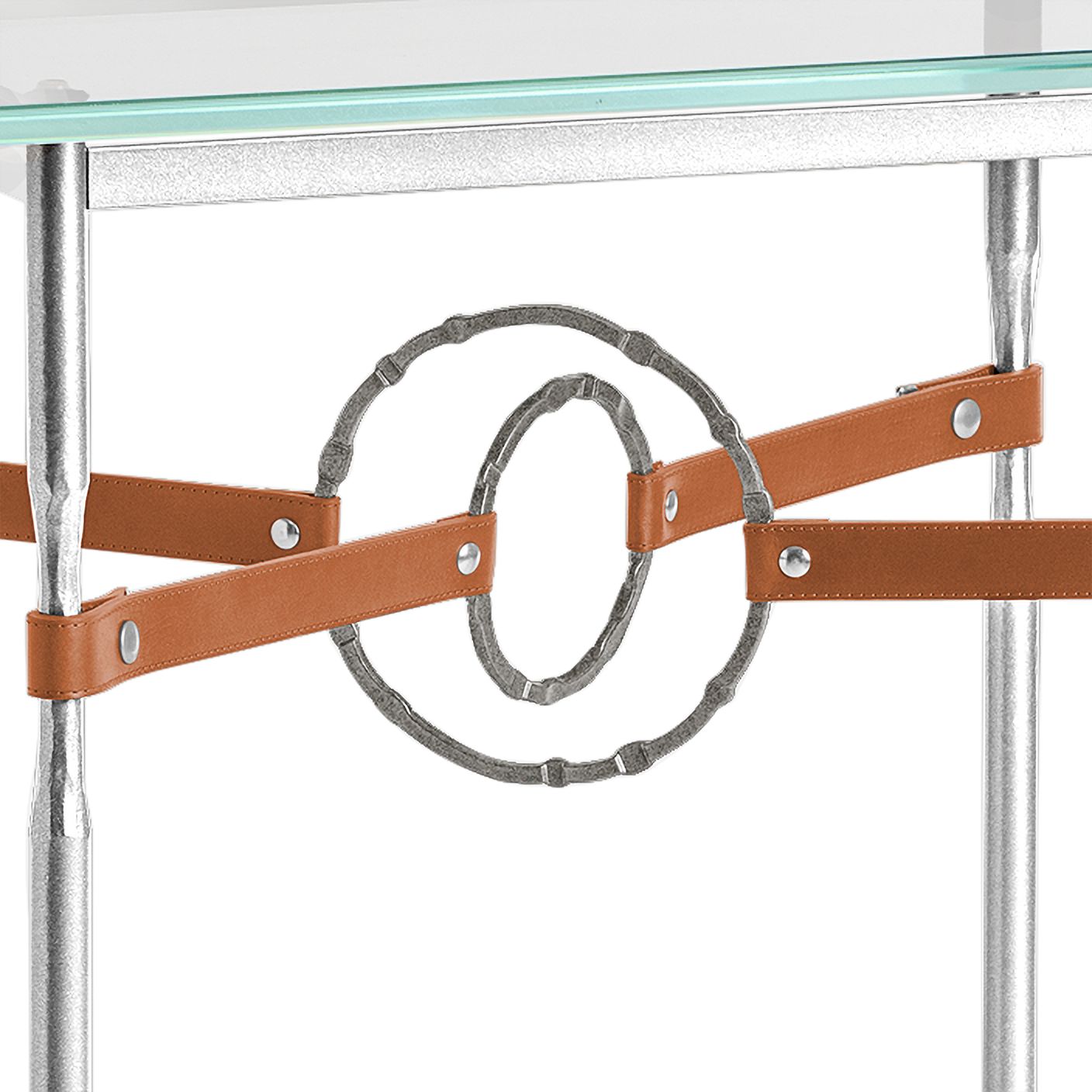 Image 3 Equus 22"W Sterling Chestnut Straps w/ Iron Rings Side Table more views