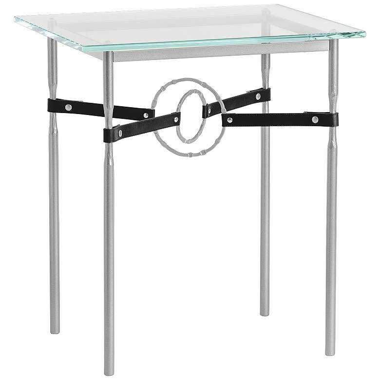 Image 1 Equus 22"W Vintage Platinum Side Table w/ Ring Black Strap