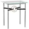 Equus 22"W Natural Iron Side Table w/ Gold Ring Black Strap