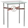 Equus 22"W Natural Iron Side Table w/ Gold Ring Brown Strap