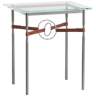 Equus 22" Wide Iron Side Table w/ Platinum Ring Brown Strap