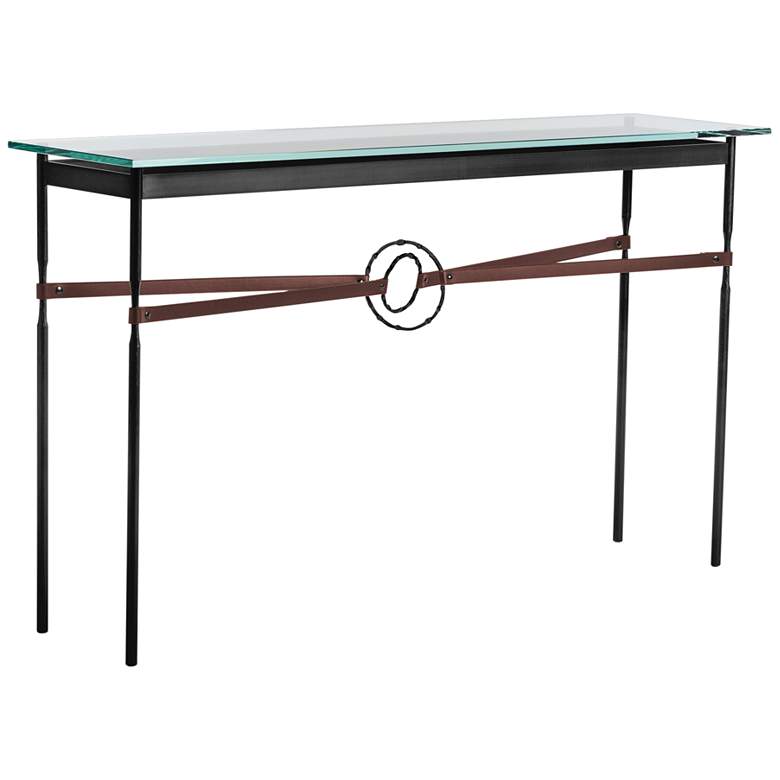 Equus 54 inch Wide Black Console Table w/ Black Ring Brown Strap