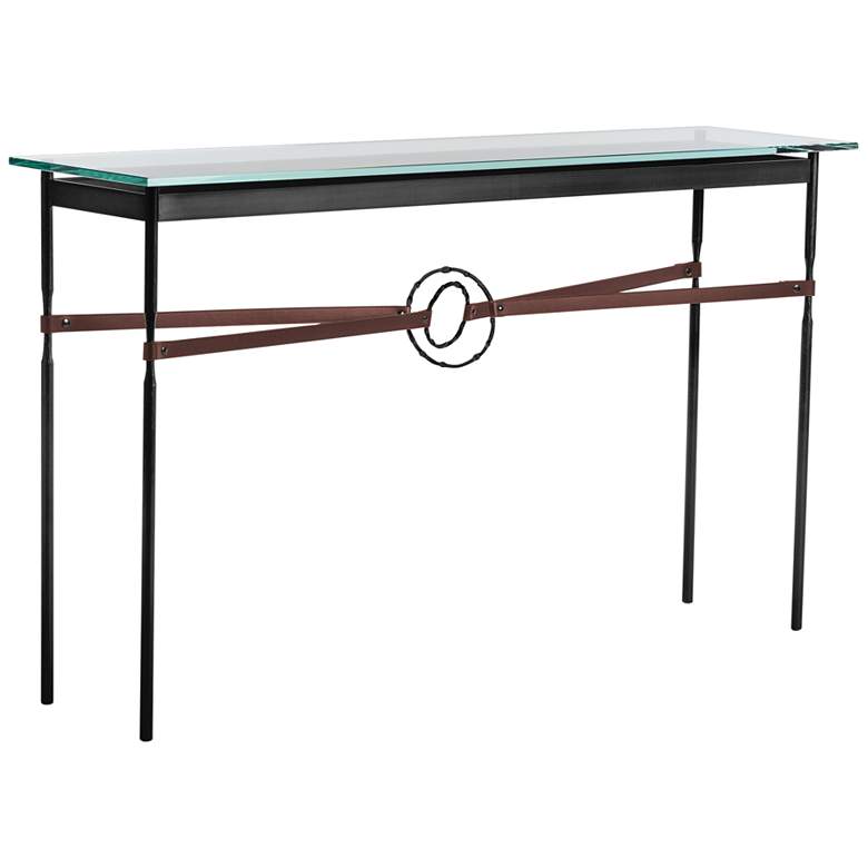 Image 1 Equus 54" Wide Black Console Table w/ Black Ring Brown Strap