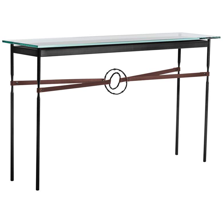 Image 1 Equus 54 inch Wide Black Console Table w/ Black Ring Brown Strap