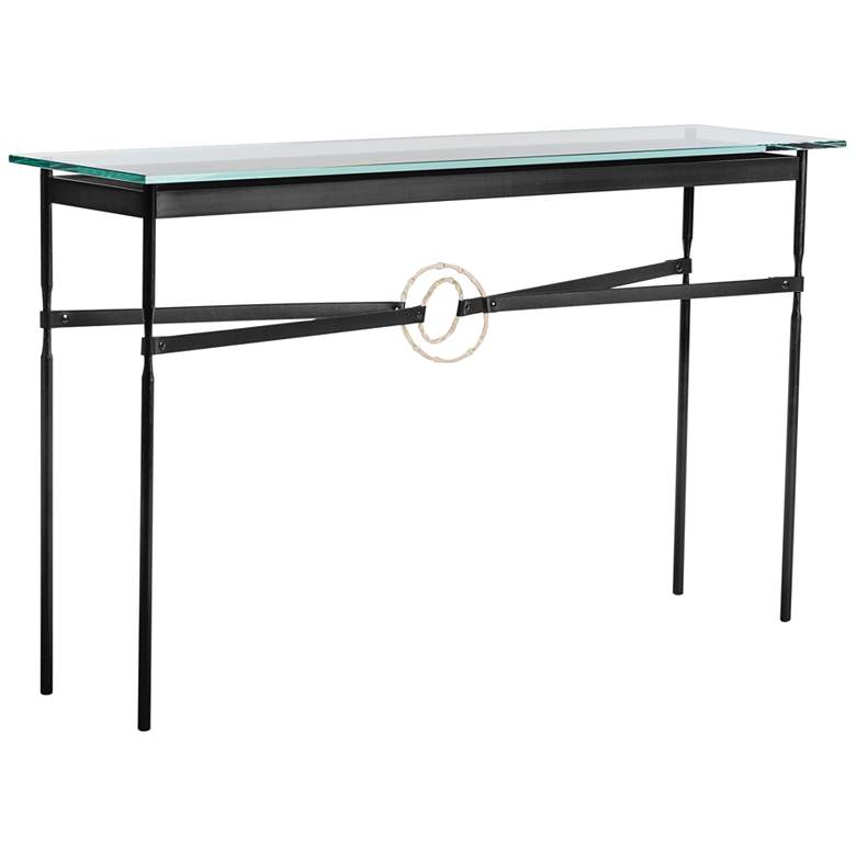 Image 1 Equus 54 inch Wide Black Console Table w/ Gold Ring Black Strap