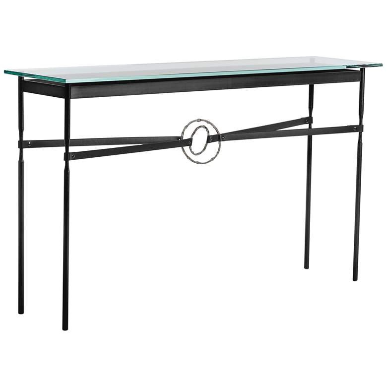 Equus 54 inch Wide Black Console Table w/ Iron Ring Black Strap