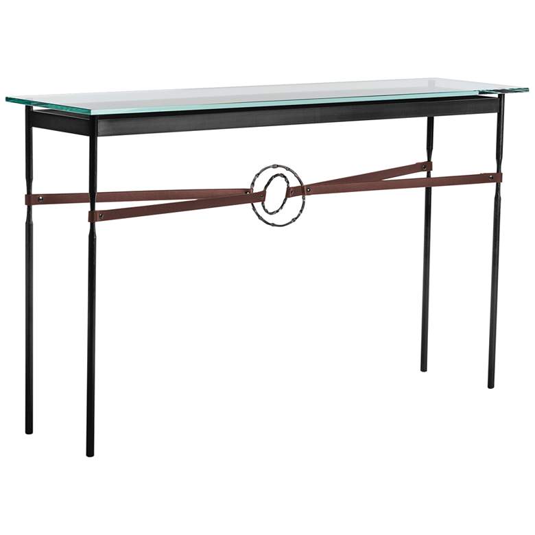 Equus 54 inch Wide Black Console Table w/ Smoke Ring Brown Strap
