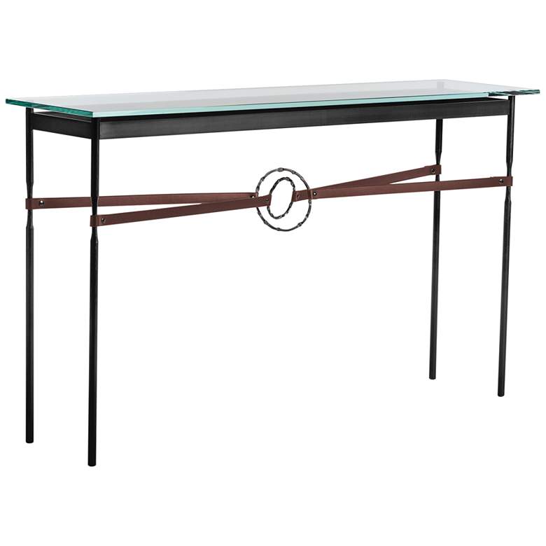Image 1 Equus 54" Wide Black Console Table w/ Smoke Ring Brown Strap
