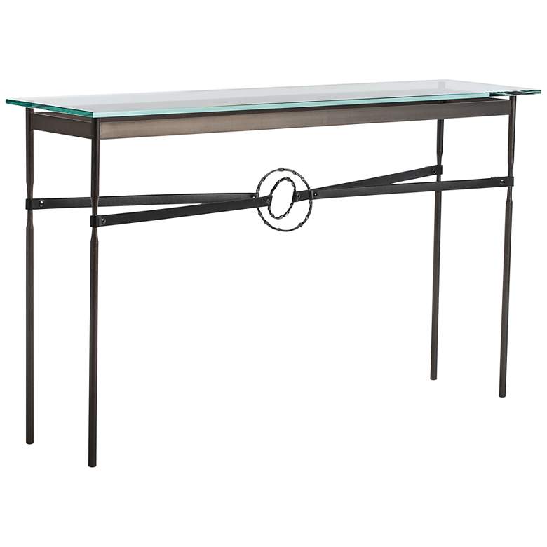 Equus 54 inch Wide Dark Smoke with Black Straps Console Table
