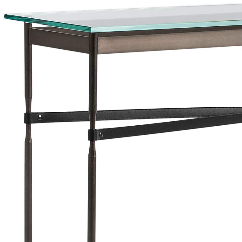 Equus 54 inch Wide Dark Smoke with Black Straps Console Table more views