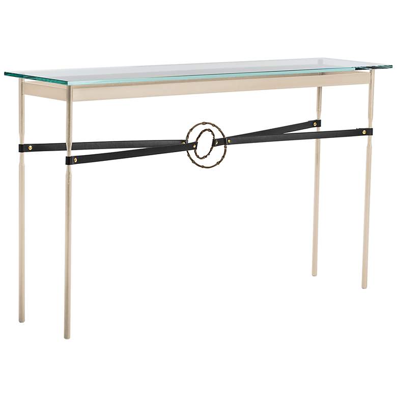 Equus 54&quot; Wide Gold Black Straps with Bronze Rings Console Table