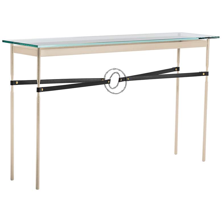 Equus 54&quot; Wide Gold Black Straps with Platinum Rings Console Table