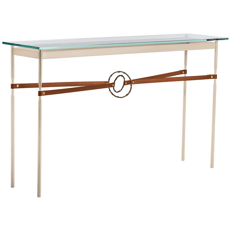 Equus 54 inch Wide Gold Chestnut Straps Bronze Rings Console Table
