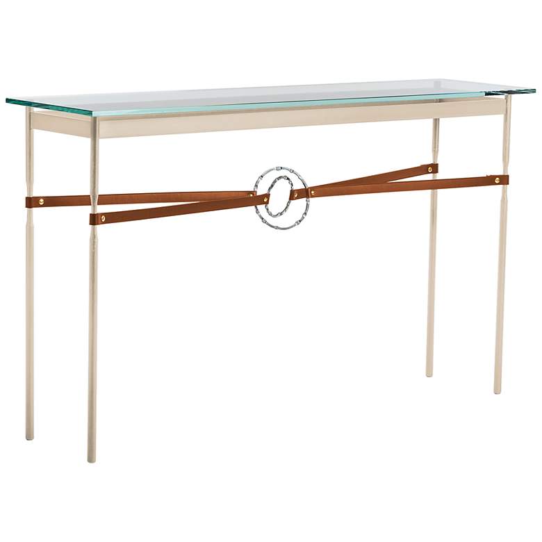 Image 1 Equus 54" Wide Gold Chestnut Straps Sterling Rings Console Table