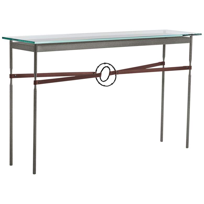 Image 1 Equus 54" Wide Iron Console Table w/ Black Ring Brown Strap