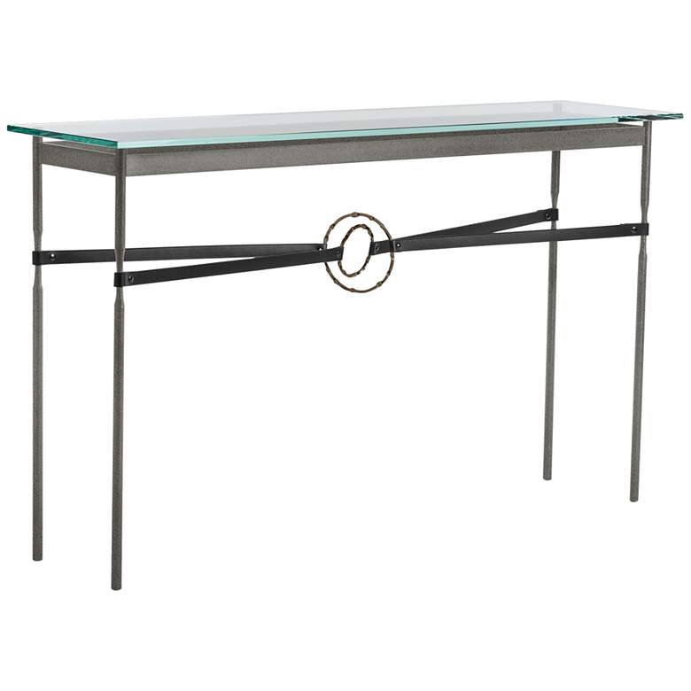 Image 1 Equus 54 inch Wide Iron Console Table w/ Bronze Ring Black Strap