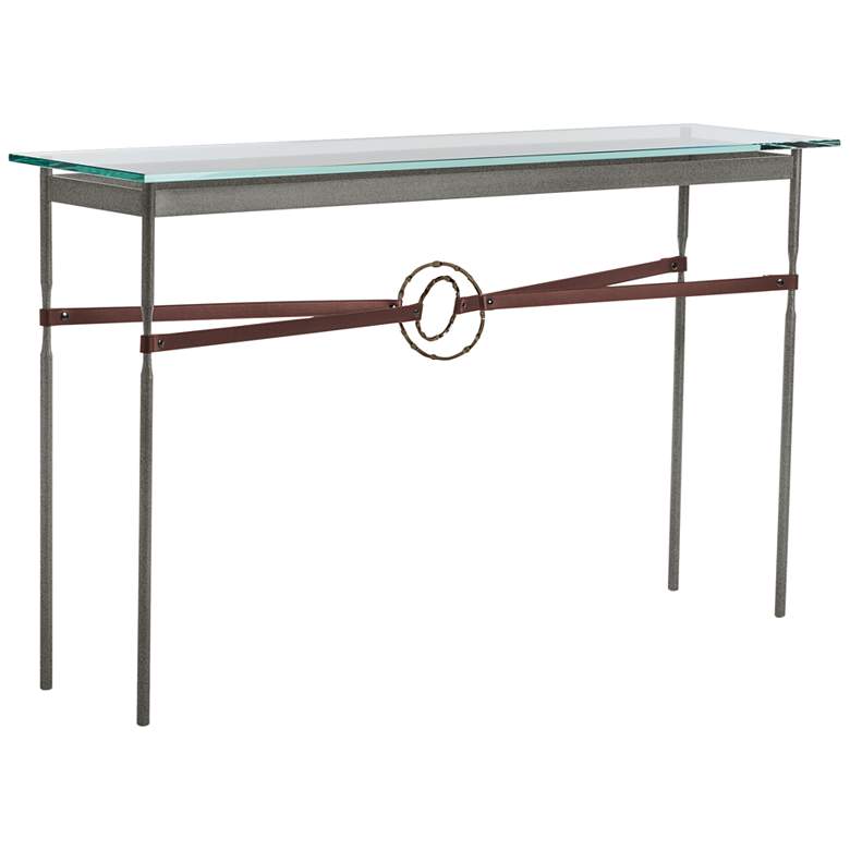Image 1 Equus 54" Wide Iron Console Table w/ Bronze Ring Brown Strap