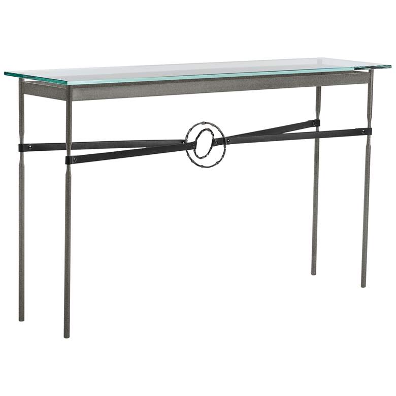 Image 1 Equus 54" Wide Iron Console Table w/ Smoke Ring Black Strap