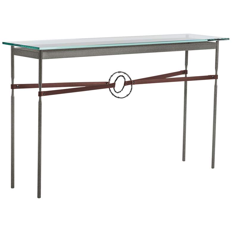 Image 1 Equus 54 inch Wide Iron Console Table w/ Smoke Ring Brown Strap
