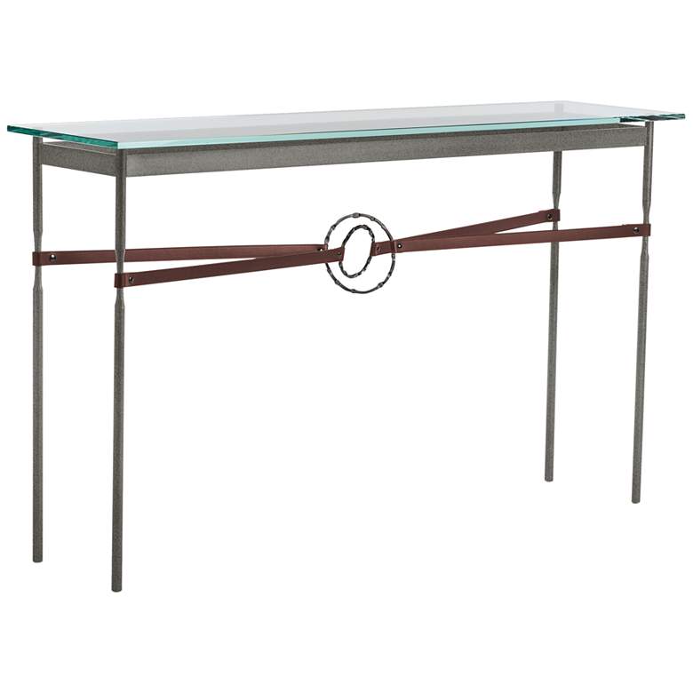 Image 1 Equus 54" Wide Iron Console Table w/ Smoke Ring Brown Strap
