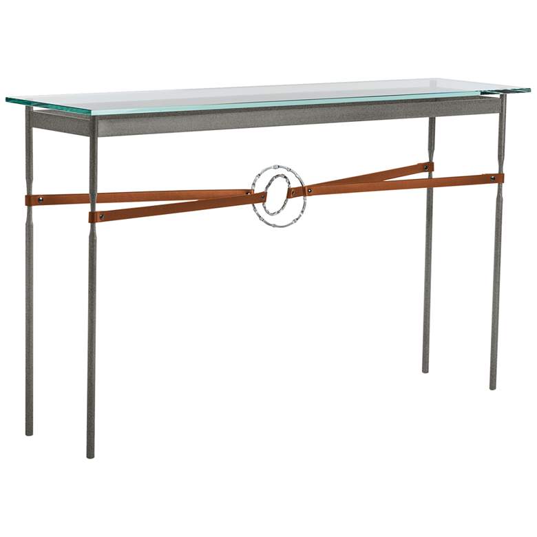 Image 1 Equus 54" Wide Iron Console Table w/ Sterling Ring and Strap