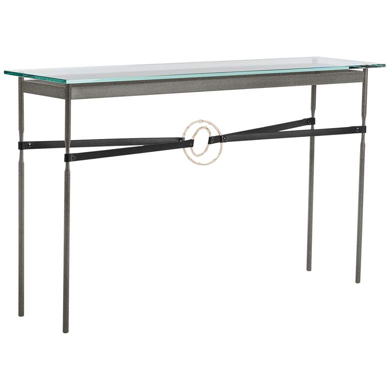 Image 1 Equus 54" Wide Iron Console Table with Gold Ring Black Strap