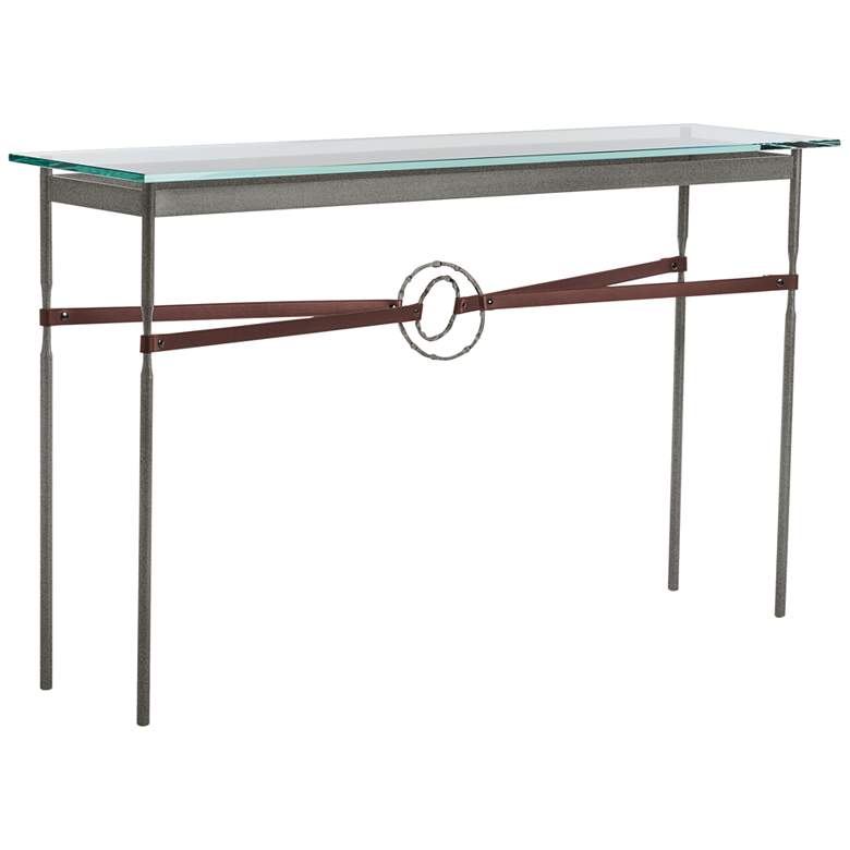 Image 1 Equus 54" Wide Iron Console Table with Iron Ring Brown Strap