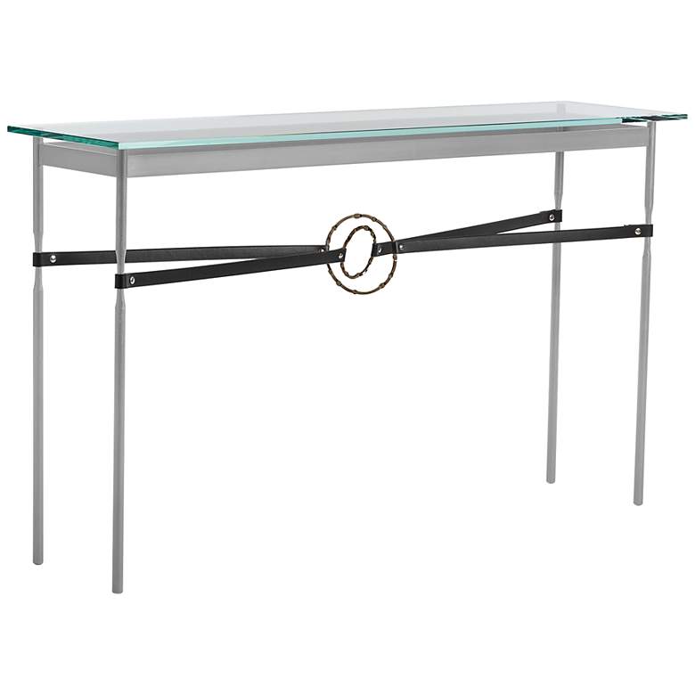 Image 1 Equus 54 inch Wide Platinum Black Straps Bronze Rings Console Table