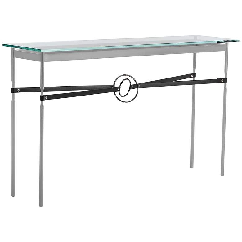 Image 1 Equus 54 inch Wide Platinum Black Straps Smoke Rings Console Table