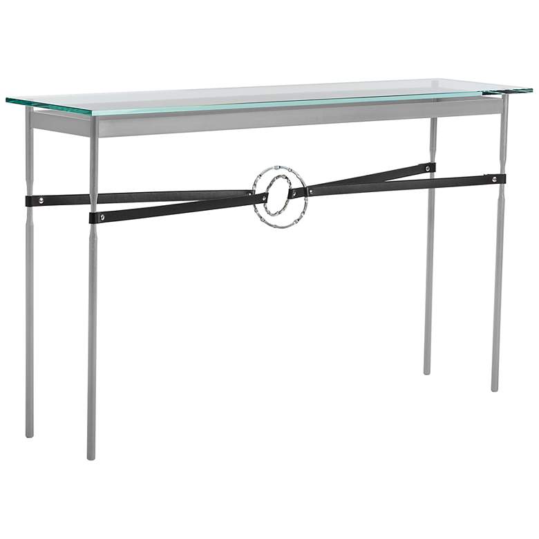 Image 1 Equus 54 inch Wide Platinum Black Straps Sterling Ring Console Table