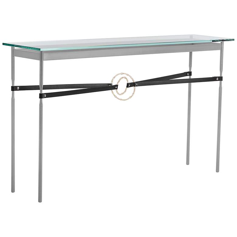 Equus 54&quot; Wide Platinum Black Straps with Gold Rings Console Table