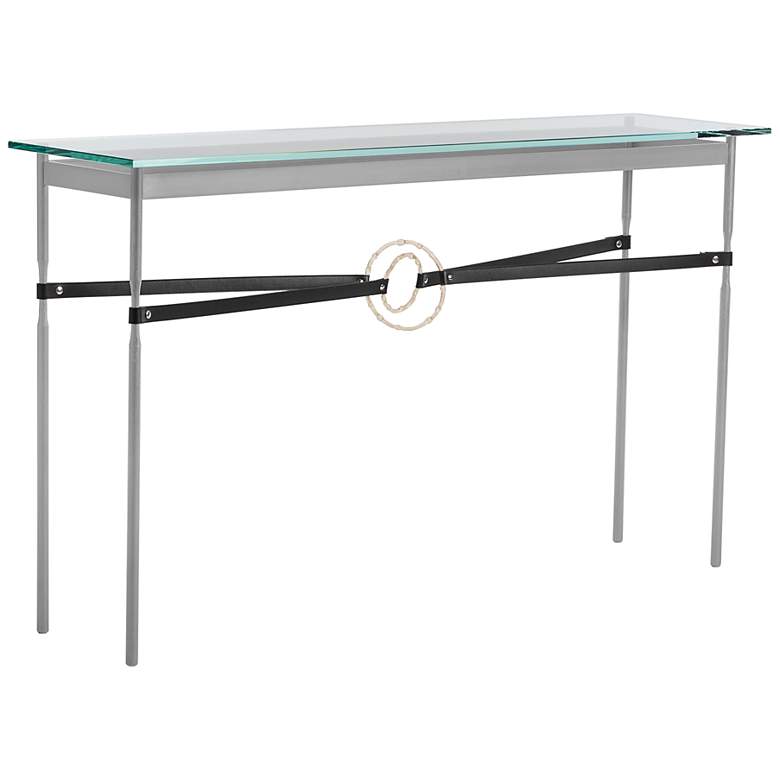 Image 1 Equus 54 inch Wide Platinum Black Straps with Gold Rings Console Table