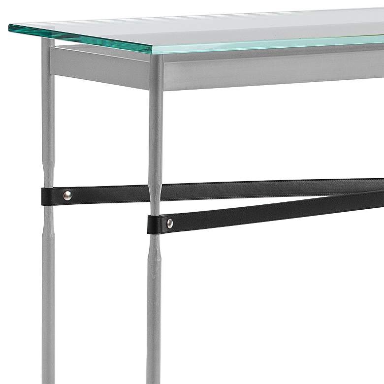 Equus 54 inch Wide Platinum Black Straps with Gold Rings Console Table more views