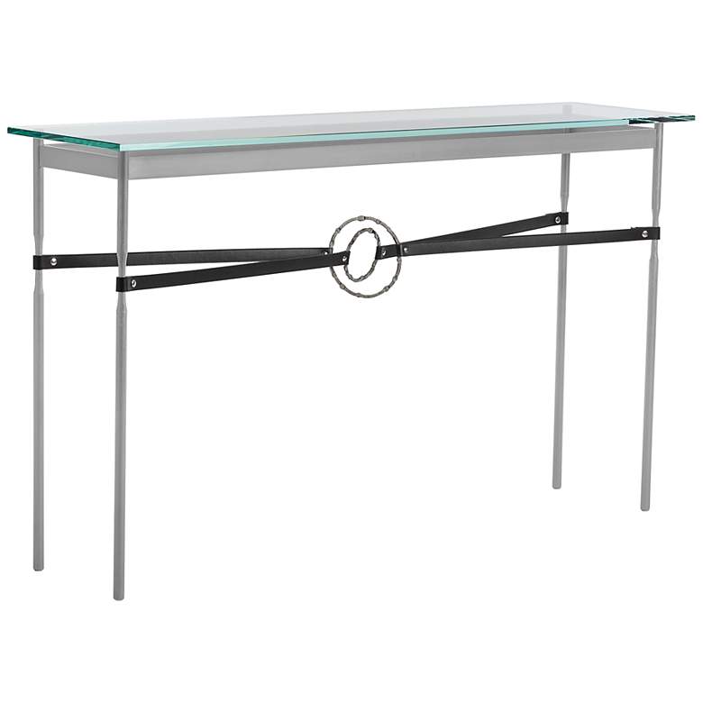 Equus 54&quot; Wide Platinum Black Straps with Iron Rings Console Table