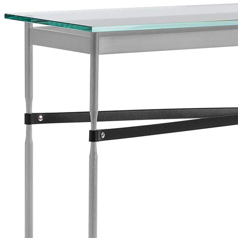 Equus 54 inch Wide Platinum Black Straps with Iron Rings Console Table more views